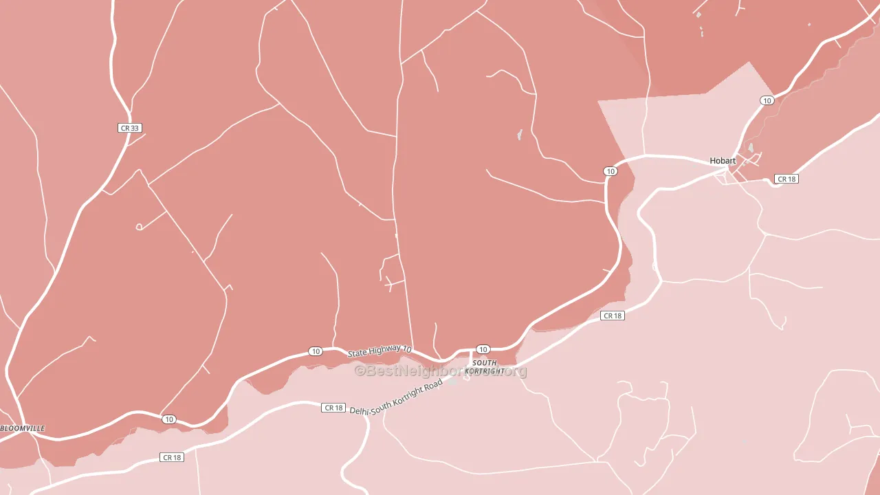 South Kortright, NY block-group political-lean map
