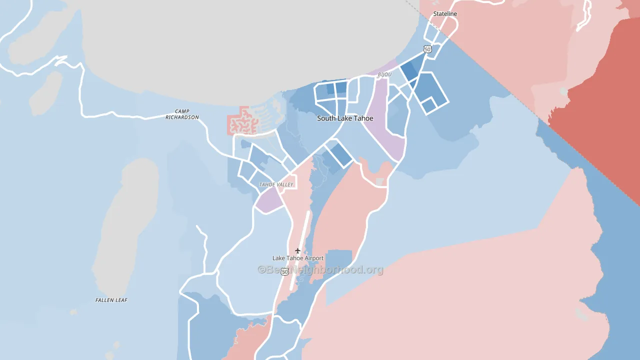 South Lake Tahoe, CA block-group political-lean map