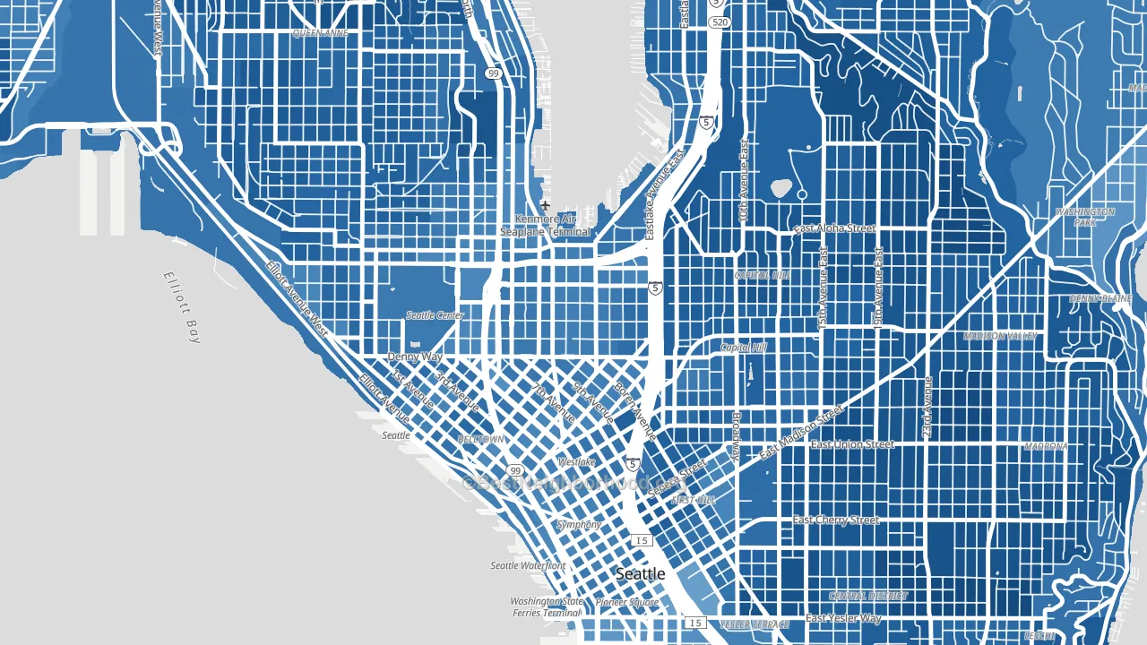South Lake Union, Seattle, WA block-group political-lean map