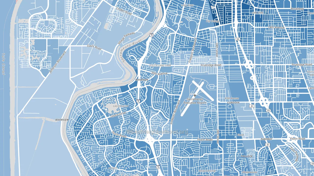 South Land Park, Sacramento, CA block-group political-lean map