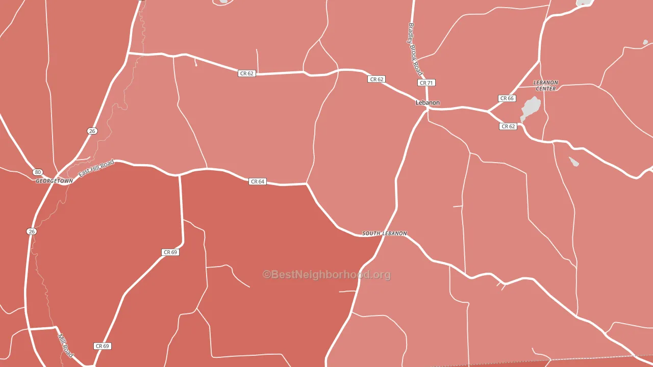 South Lebanon, NY block-group political-lean map