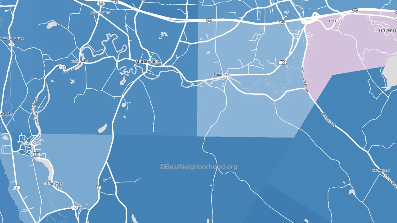 South Lee, MA block-group political-lean map
