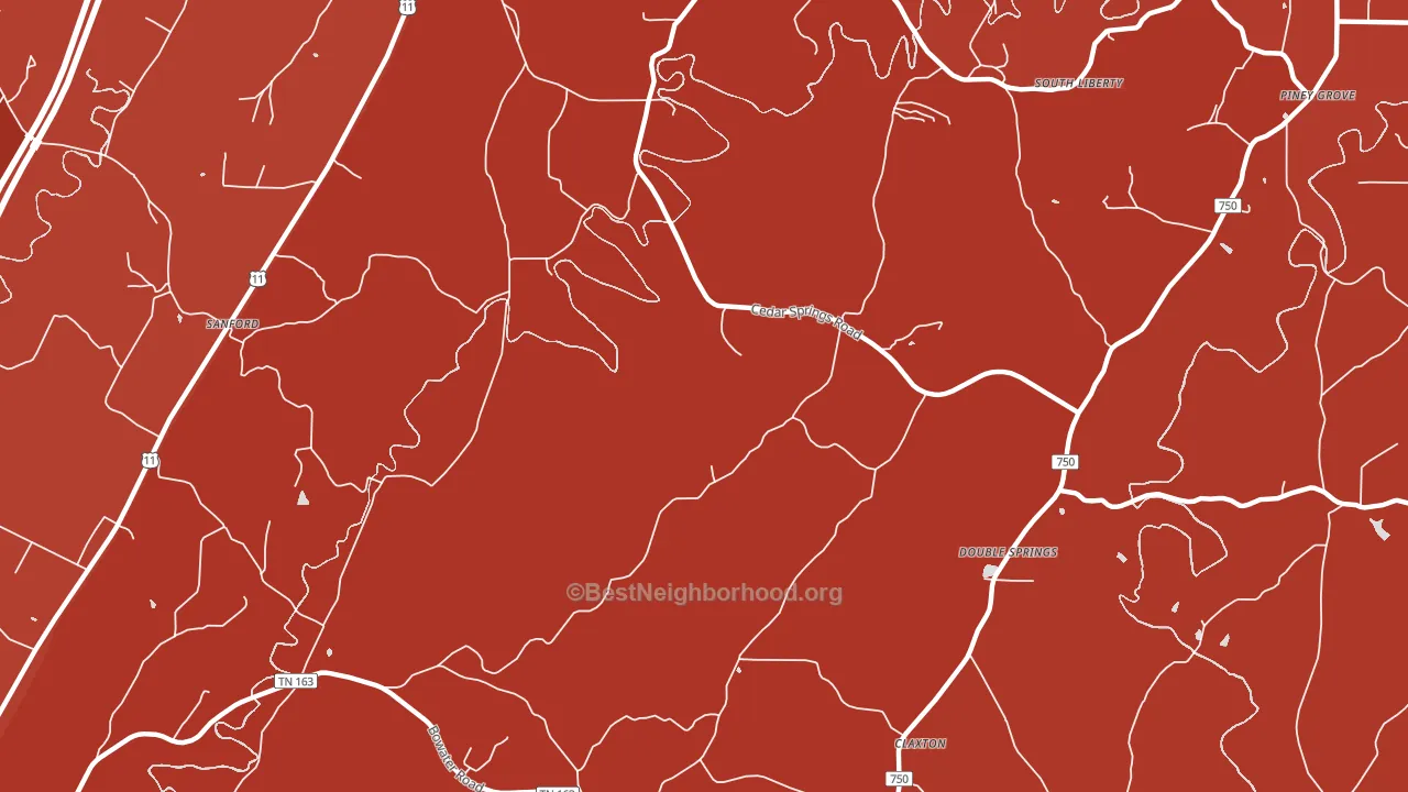South Liberty, TN block-group political-lean map
