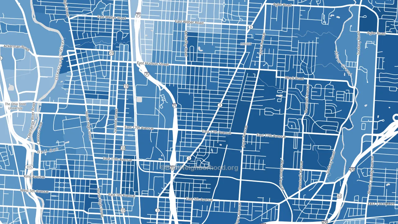 South Linden, Columbus, OH block-group political-lean map