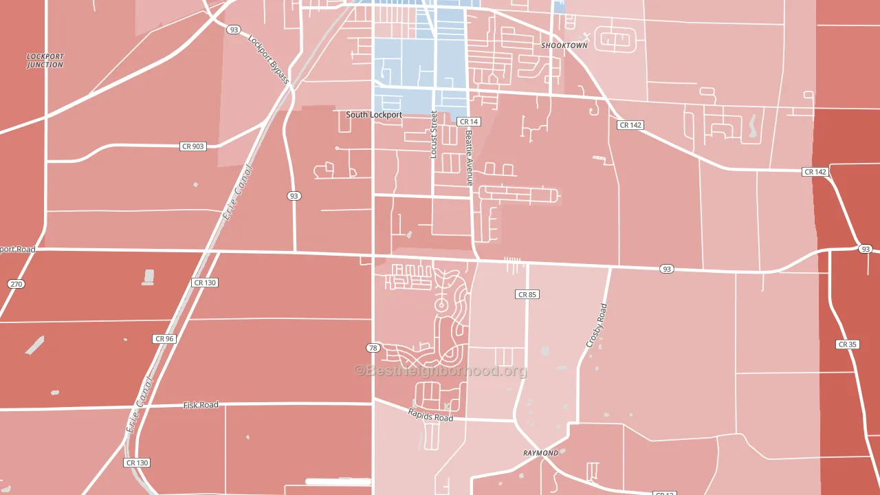 South Lockport, NY block-group political-lean map