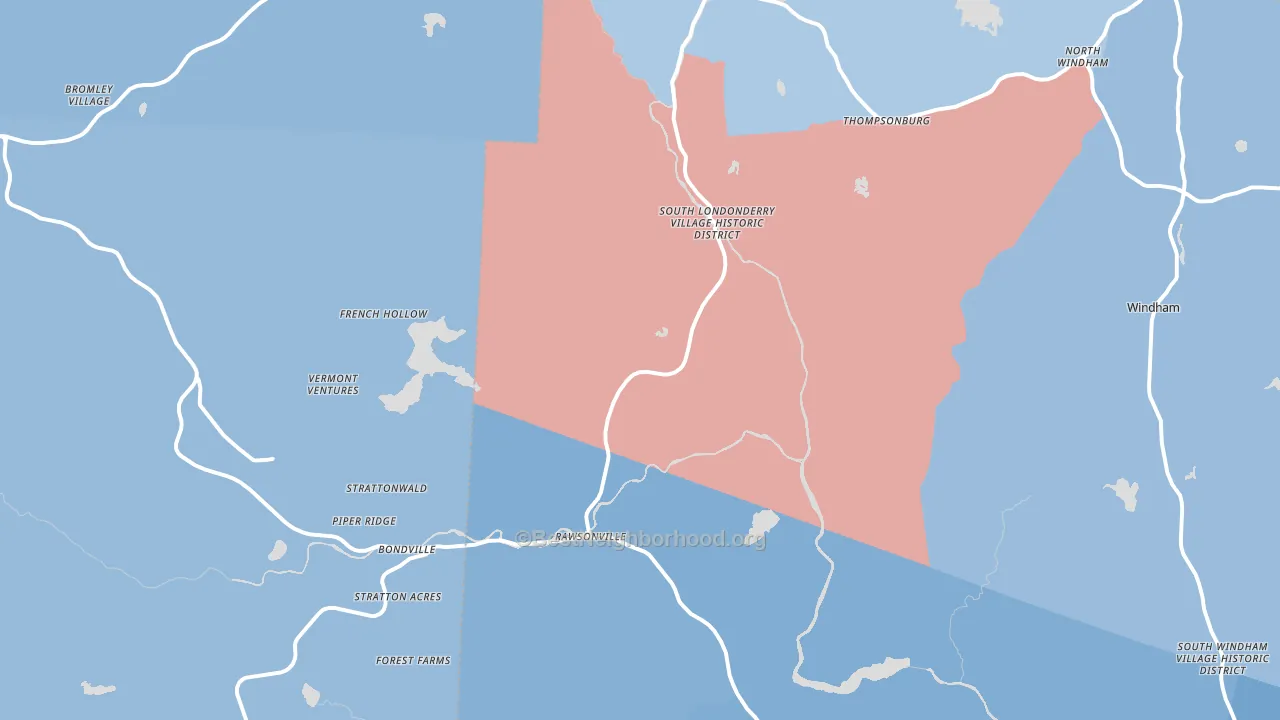 South Londonderry, VT block-group political-lean map