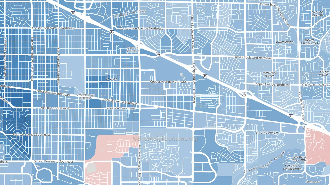 South Los Altos, Albuquerque, NM block-group political-lean map