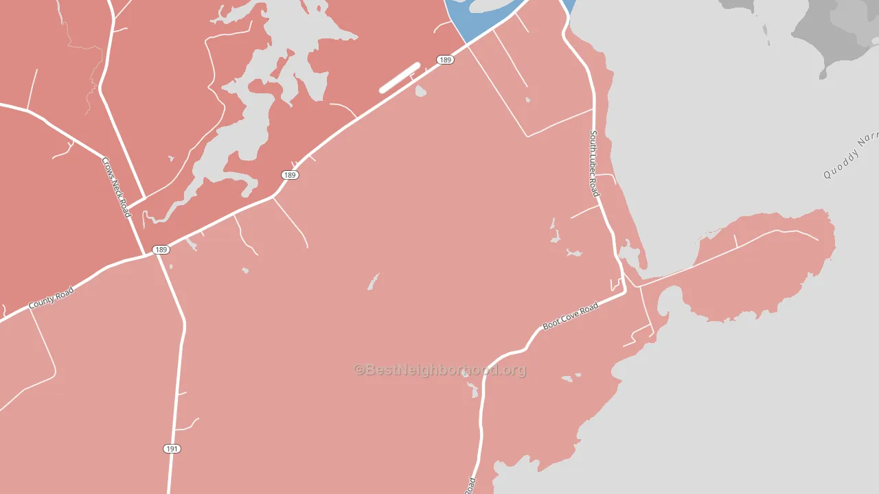South Lubec, ME block-group political-lean map