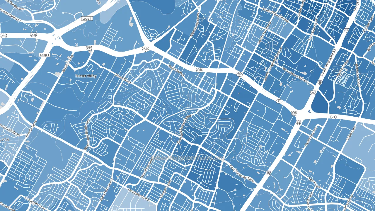 South Manchaca, Austin, TX block-group political-lean map