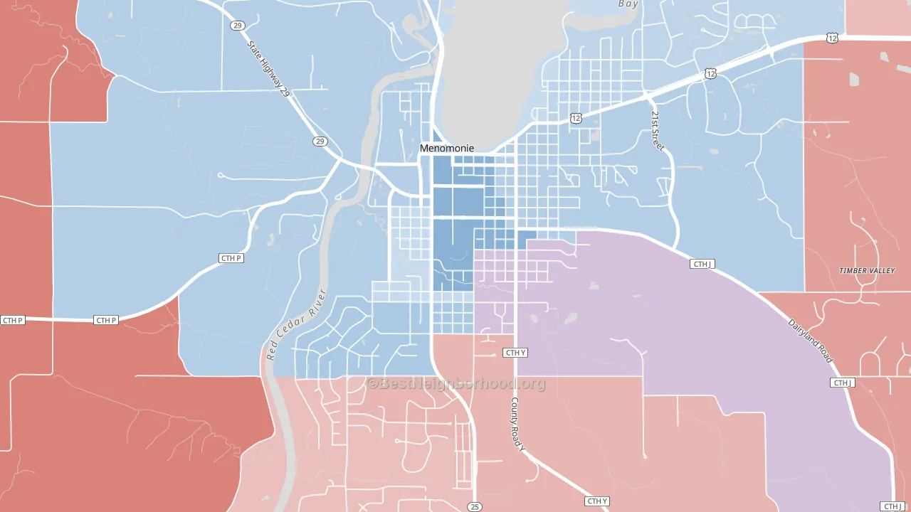 South Menomonie, Menomonie, WI block-group political-lean map
