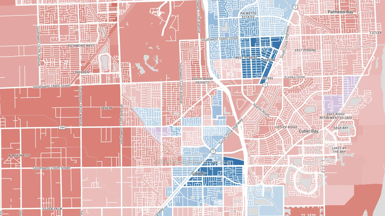 South Miami Heights, FL block-group political-lean map