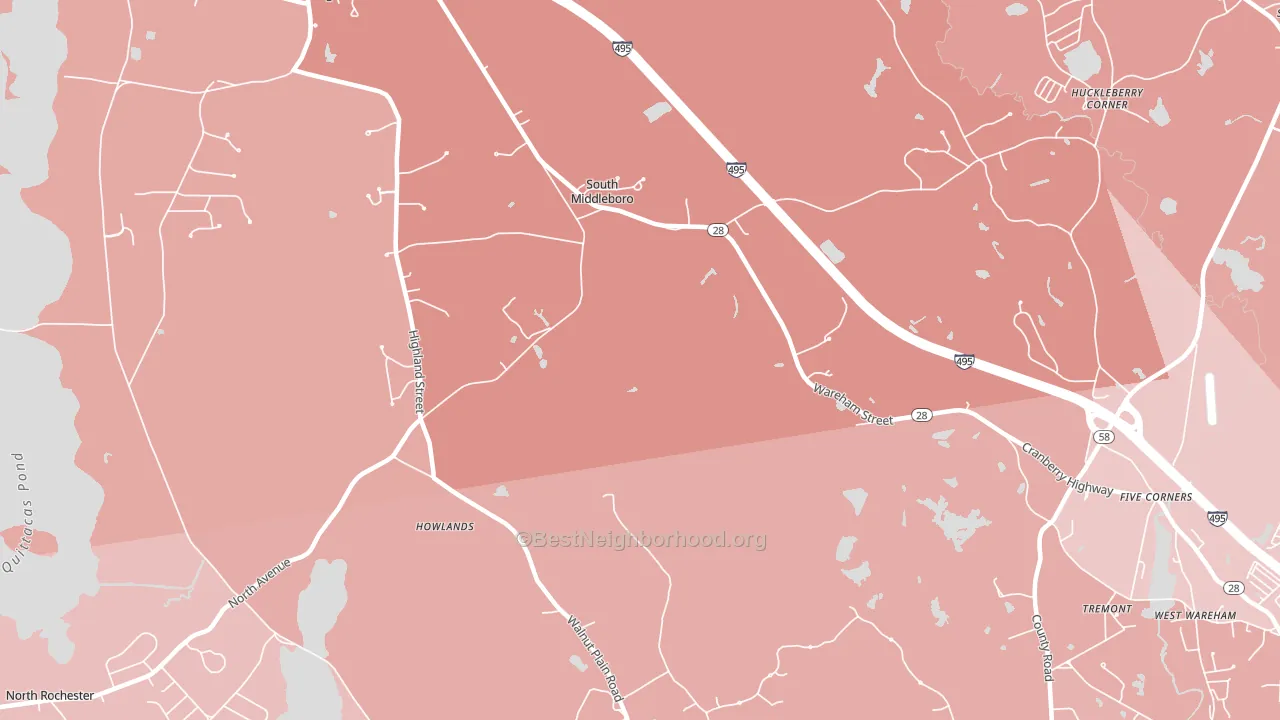 South Middleboro, MA block-group political-lean map