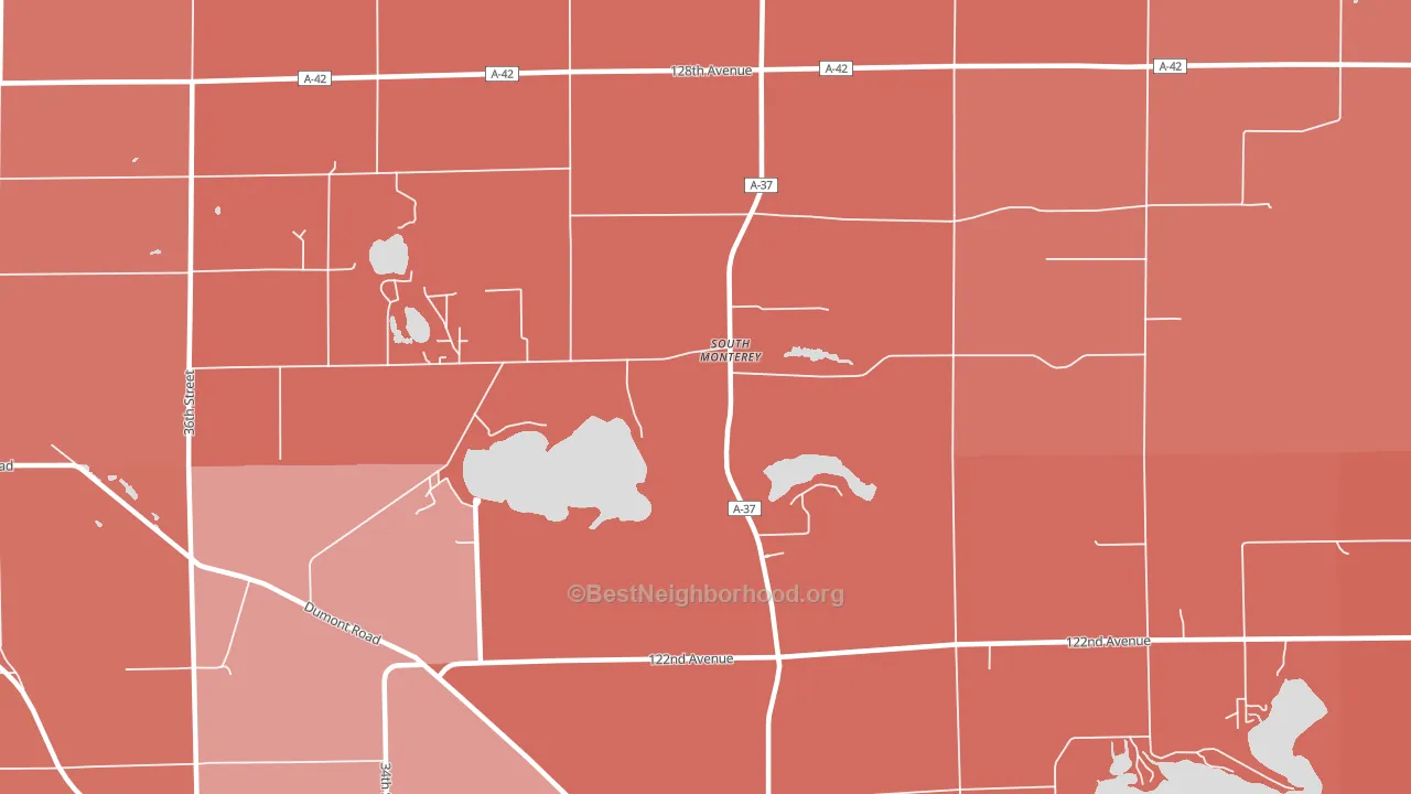 South Monterey, MI block-group political-lean map