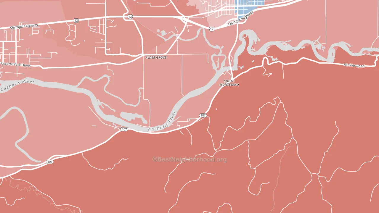 South Montesano, WA block-group political-lean map