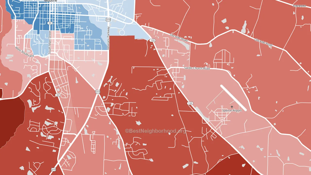 South Moultrie, GA block-group political-lean map