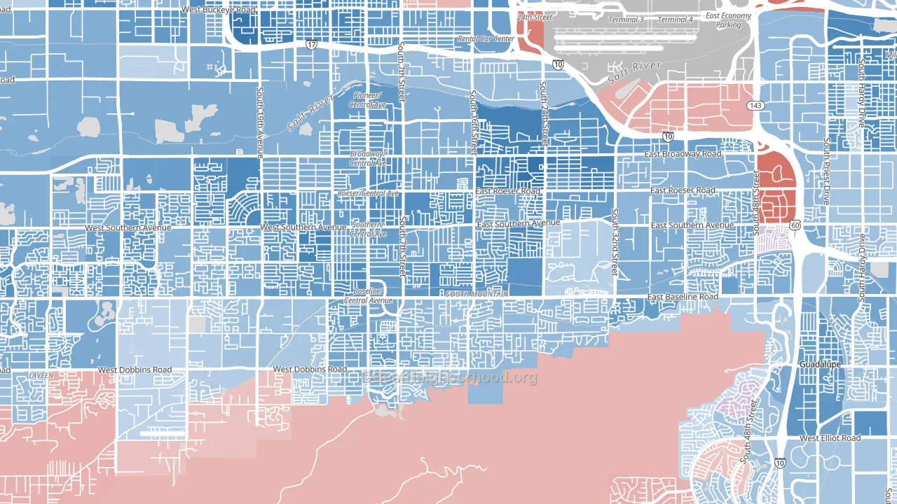 South Mountain, Phoenix, AZ block-group political-lean map
