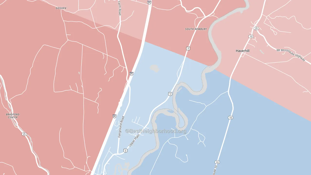 South Newbury, VT block-group political-lean map