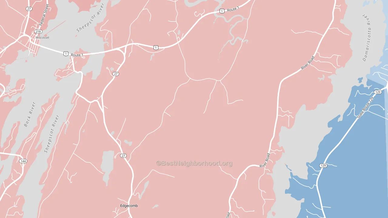 South Newcastle, ME block-group political-lean map