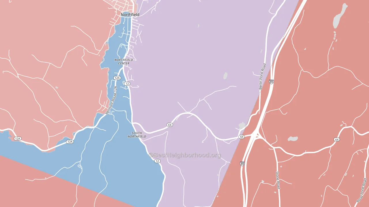 South Northfield, VT block-group political-lean map