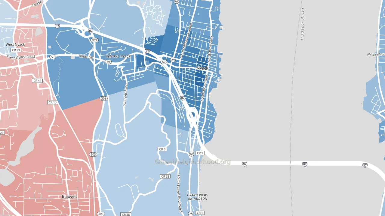 South Nyack, NY block-group political-lean map
