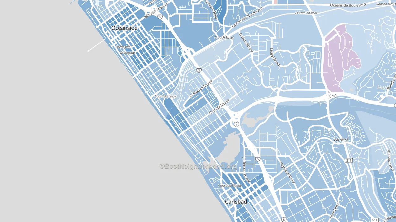 South Oceanside, Oceanside, CA block-group political-lean map