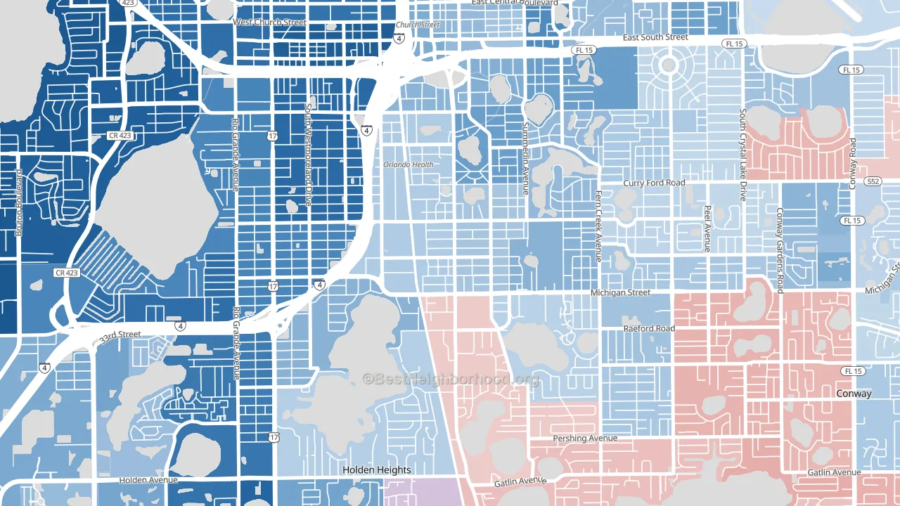 South Orange, Orlando, FL block-group political-lean map