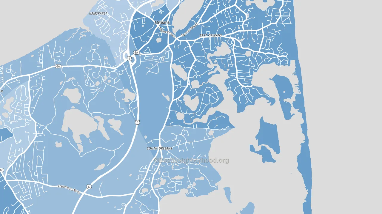 South Orleans, MA block-group political-lean map