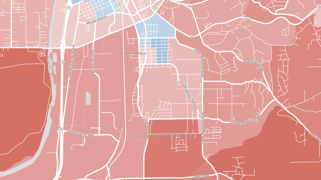 South Oroville, CA block-group political-lean map