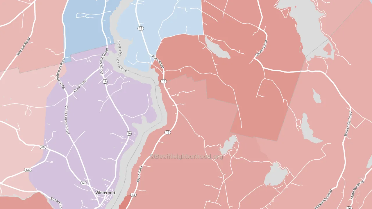 South Orrington, ME block-group political-lean map