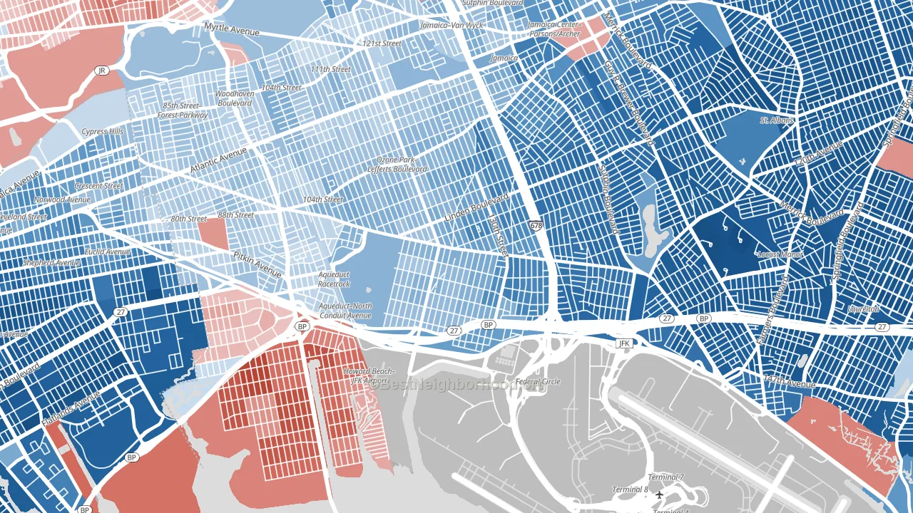 South Ozone Park, Queens, NY block-group political-lean map