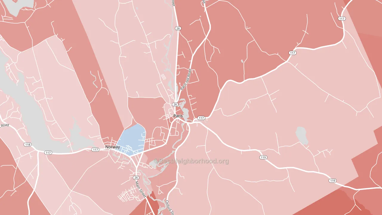 South Paris, ME block-group political-lean map