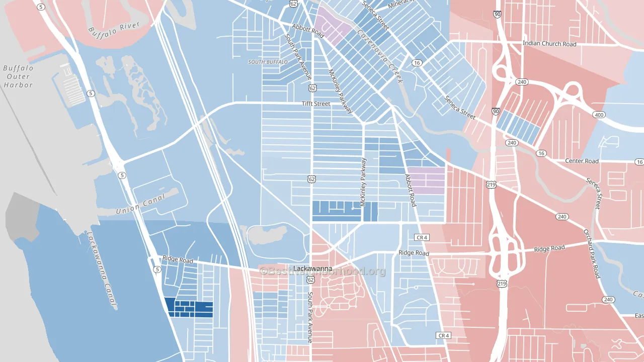 South Park, Buffalo, NY block-group political-lean map