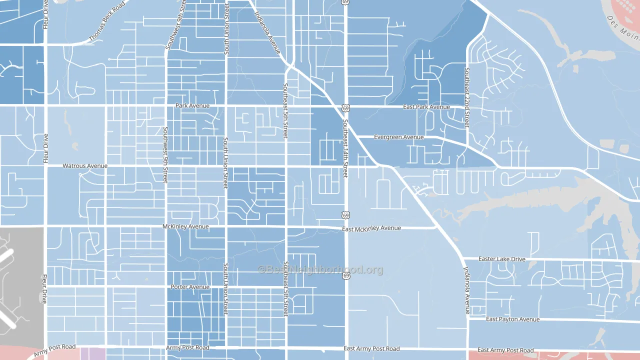 South Park, Des Moines, IA block-group political-lean map