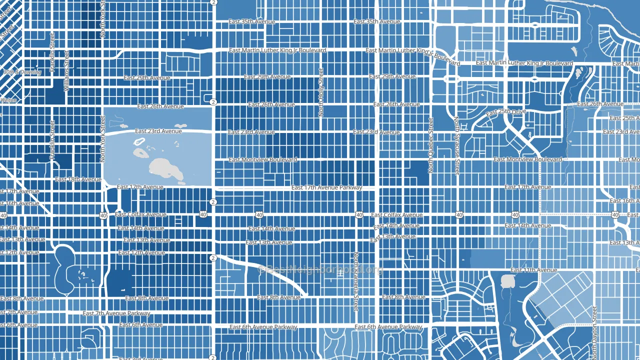 South Park Hill, Denver, CO block-group political-lean map