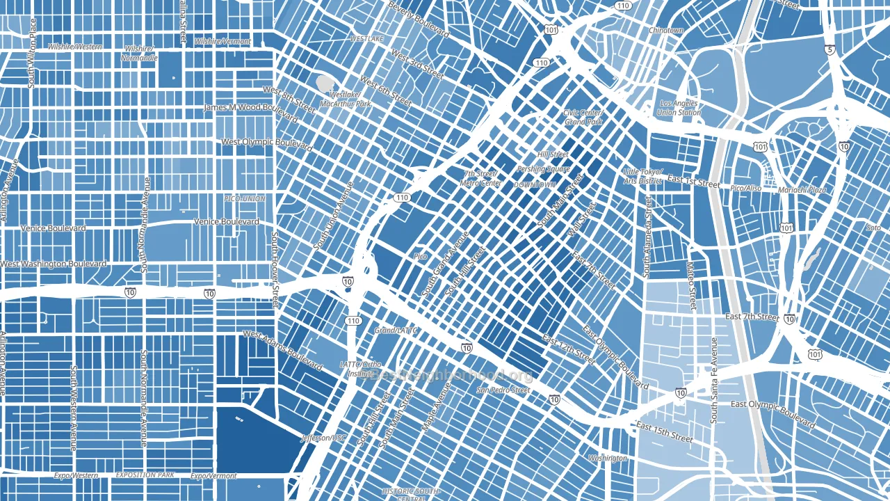 South Park, Los Angeles, CA block-group political-lean map