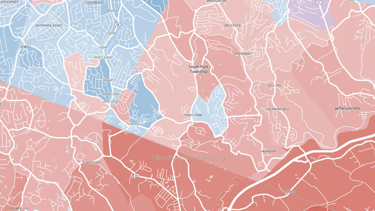 South Park Township, PA block-group political-lean map