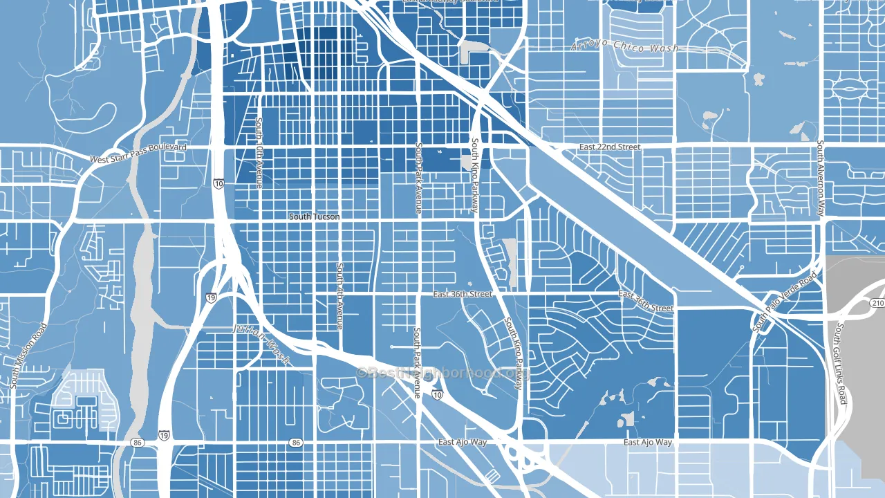South Park, Tucson, AZ block-group political-lean map