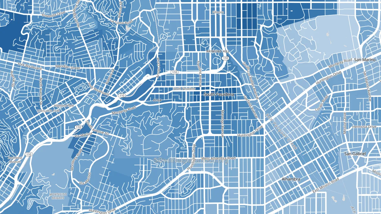 South Pasadena, CA block-group political-lean map
