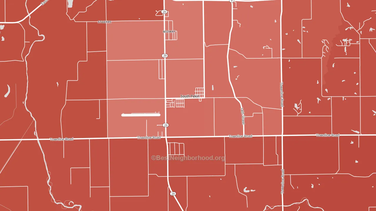 South Pekin, IL block-group political-lean map
