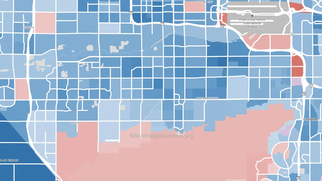 South Phoenix, Phoenix, AZ block-group political-lean map
