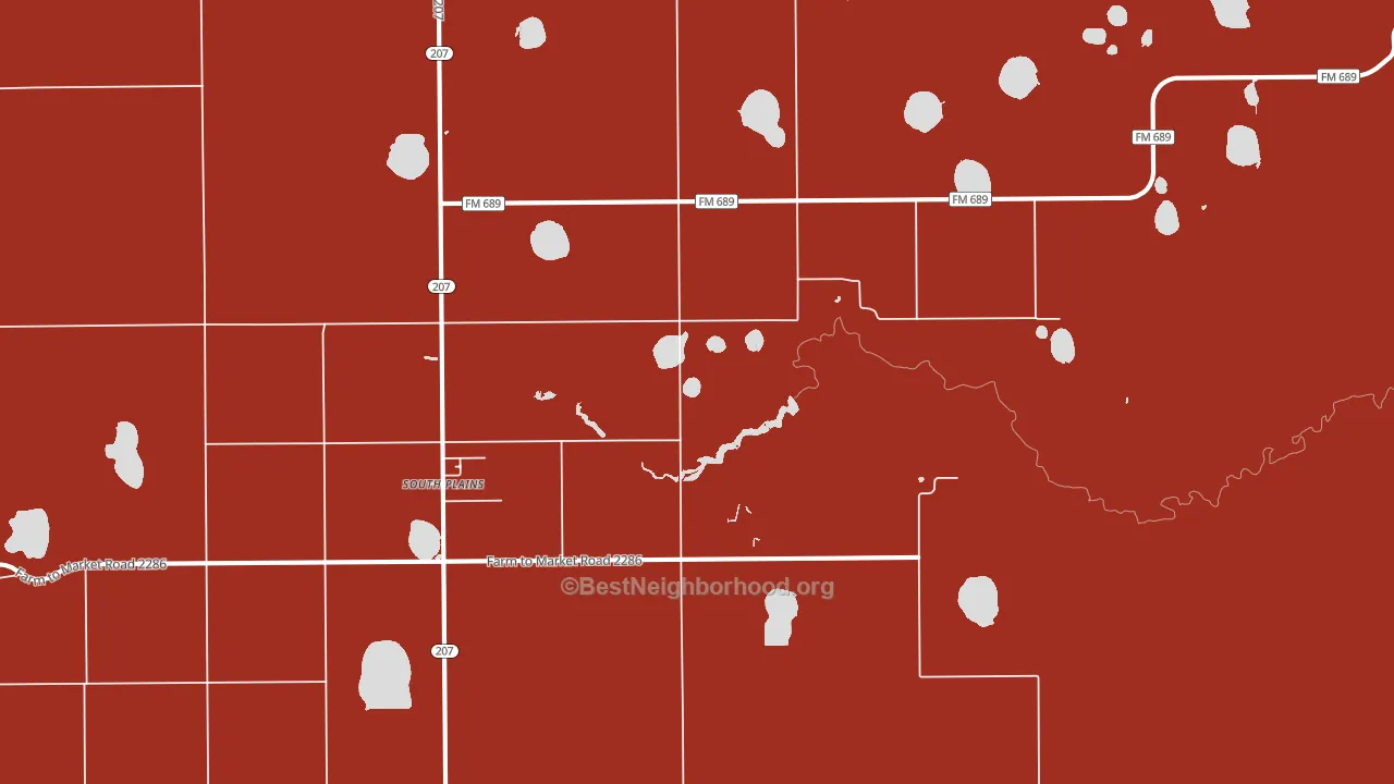 South Plains, TX block-group political-lean map