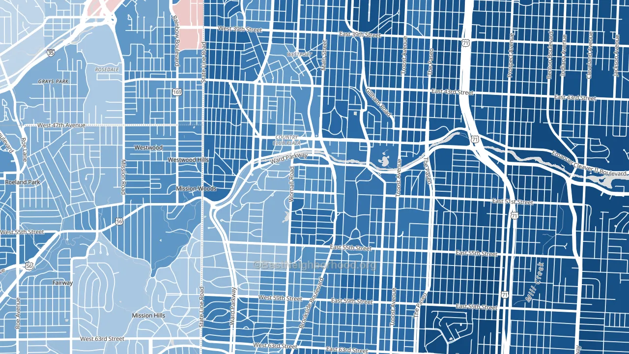 South Plaza, Kansas City, MO block-group political-lean map