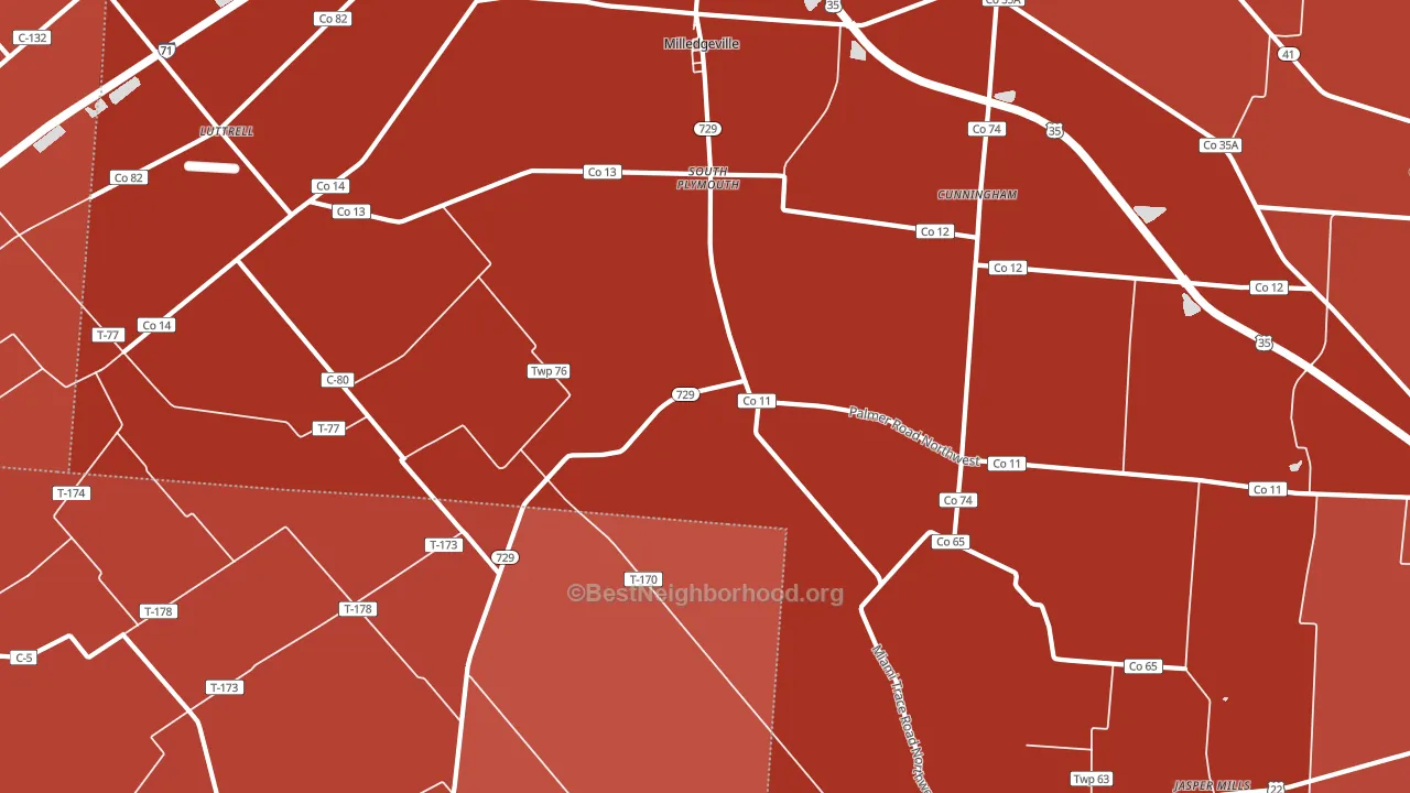South Plymouth, OH block-group political-lean map