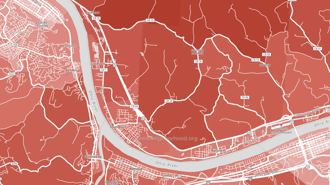 South Point, OH block-group political-lean map