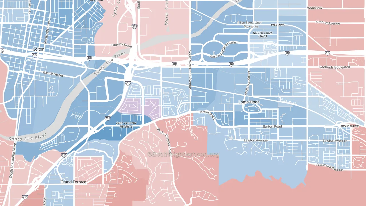South Pointe, San Bernardino, CA block-group political-lean map