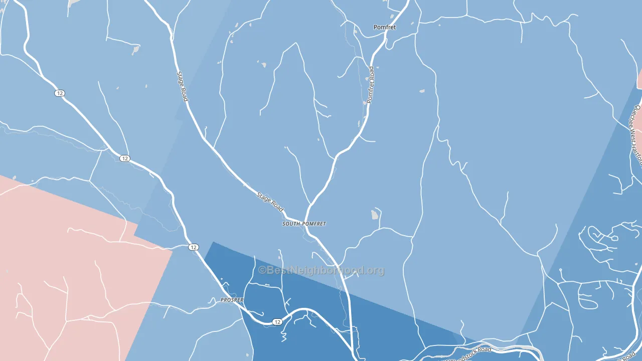 South Pomfret, VT block-group political-lean map