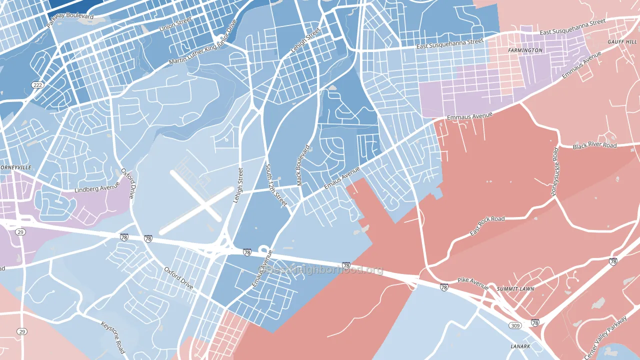 South Poplar, Allentown, PA block-group political-lean map