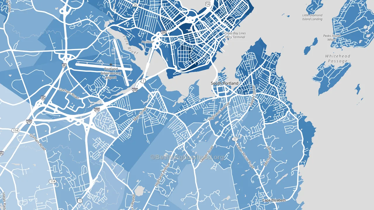 South Portland, ME block-group political-lean map