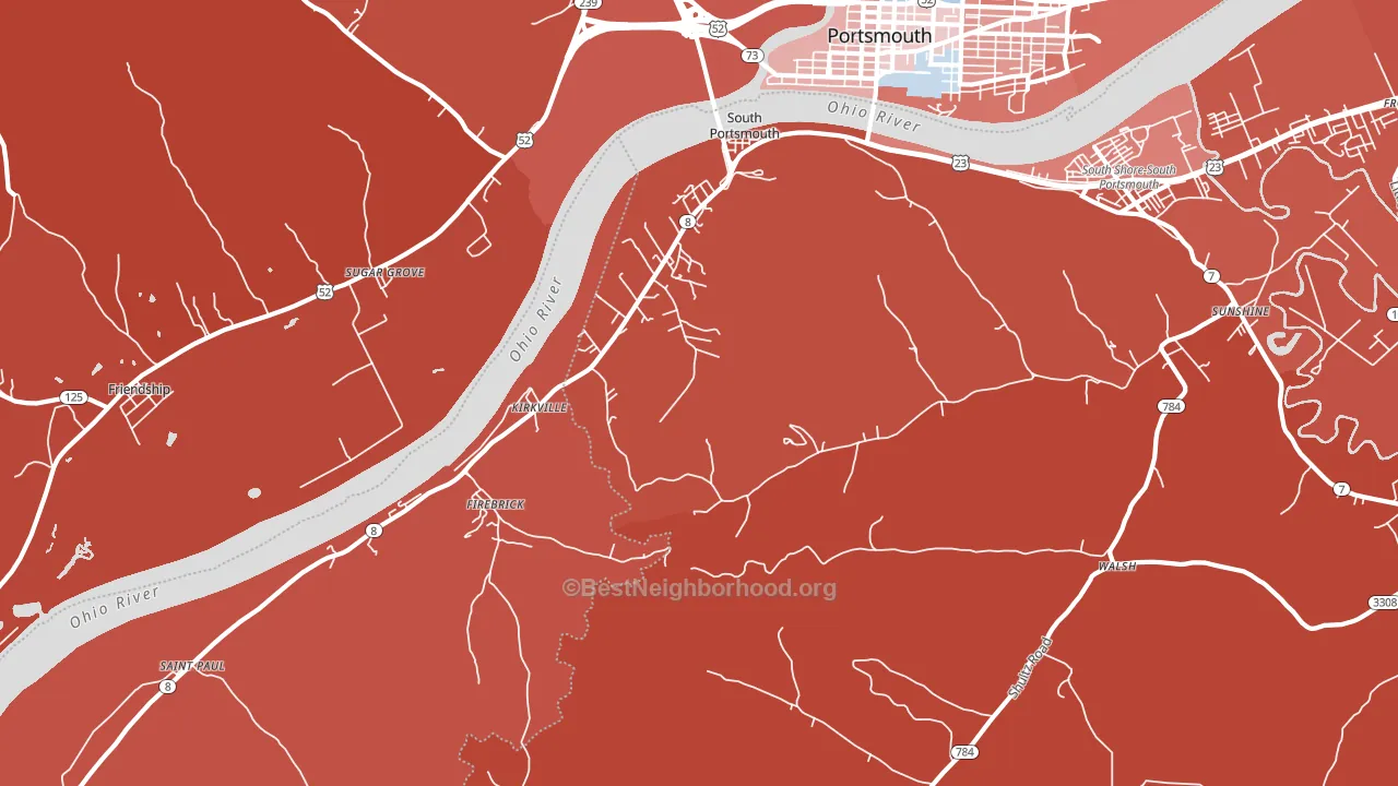 South Portsmouth, KY block-group political-lean map
