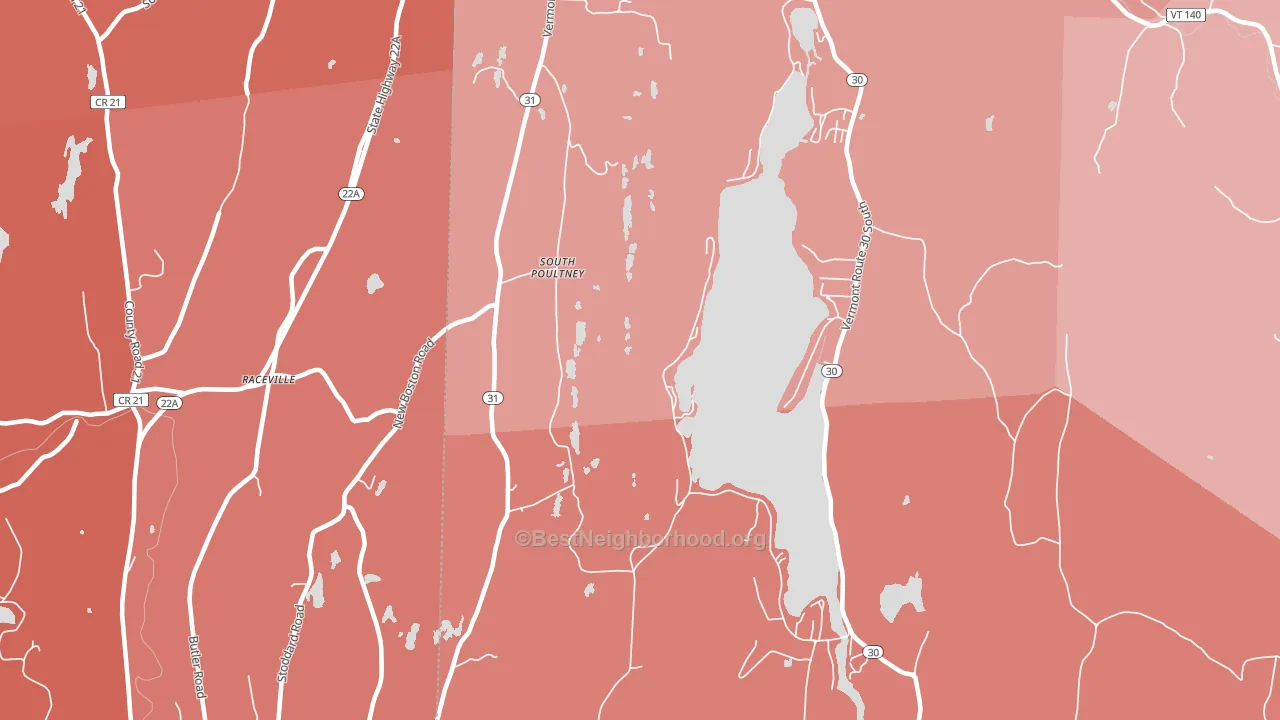 South Poultney, VT block-group political-lean map